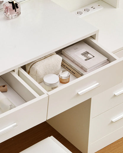 Aura Schminktisch mit LED-Spiegel und Hocker