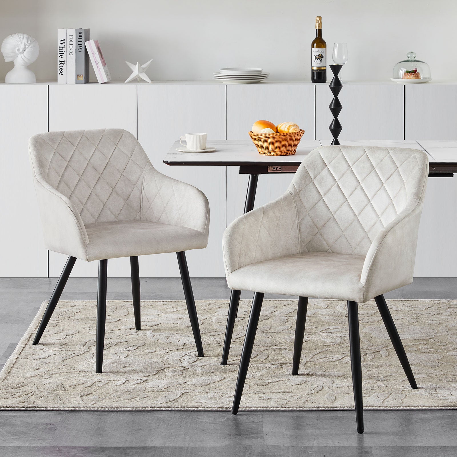 Moree Esszimmerstühle aus Samt mit Diamant-Steppung[2er-Set]