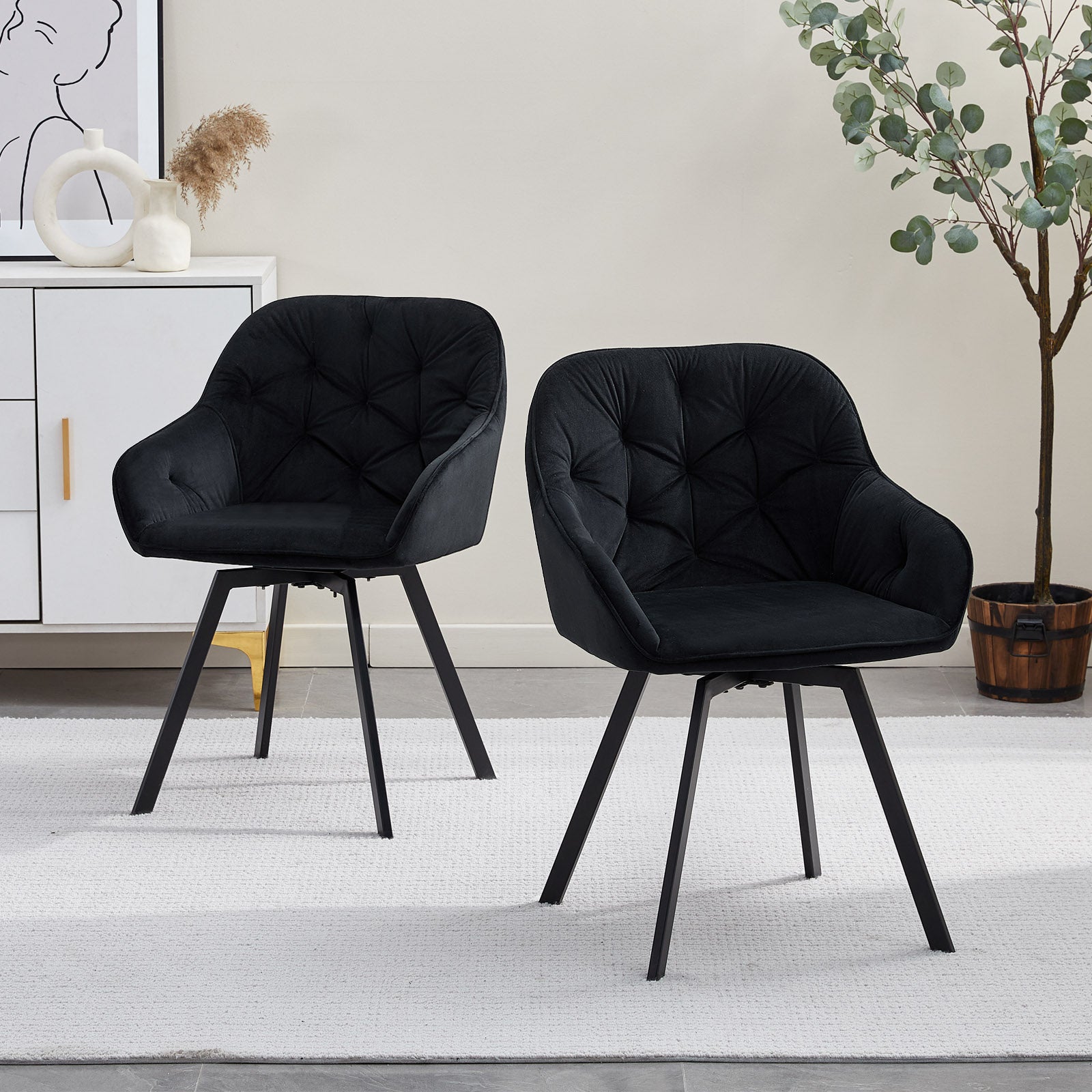 Garvies Armlehnstuhl aus Samt mid Drehbar