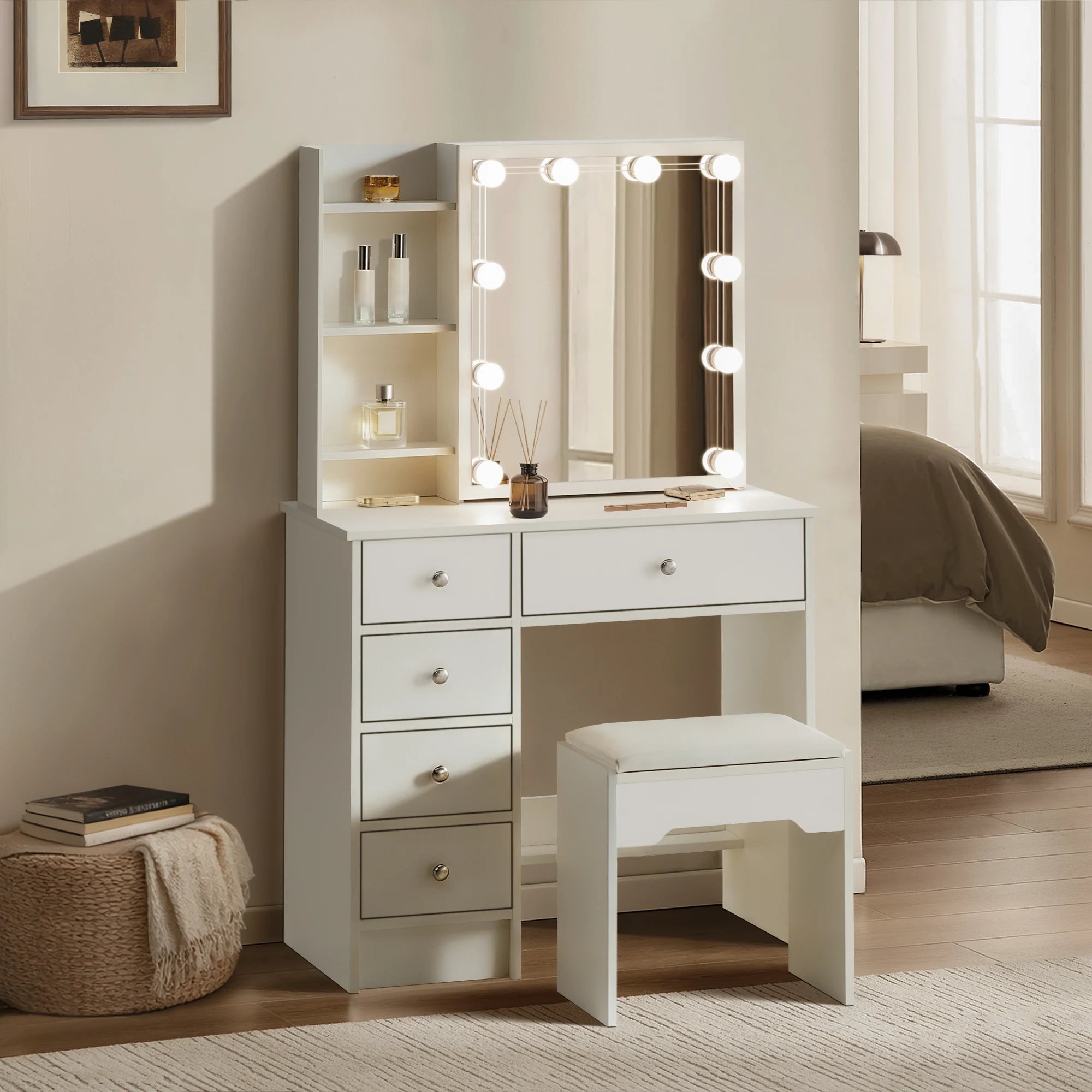 Amya Schminktisch Set mit Schiebespiegel