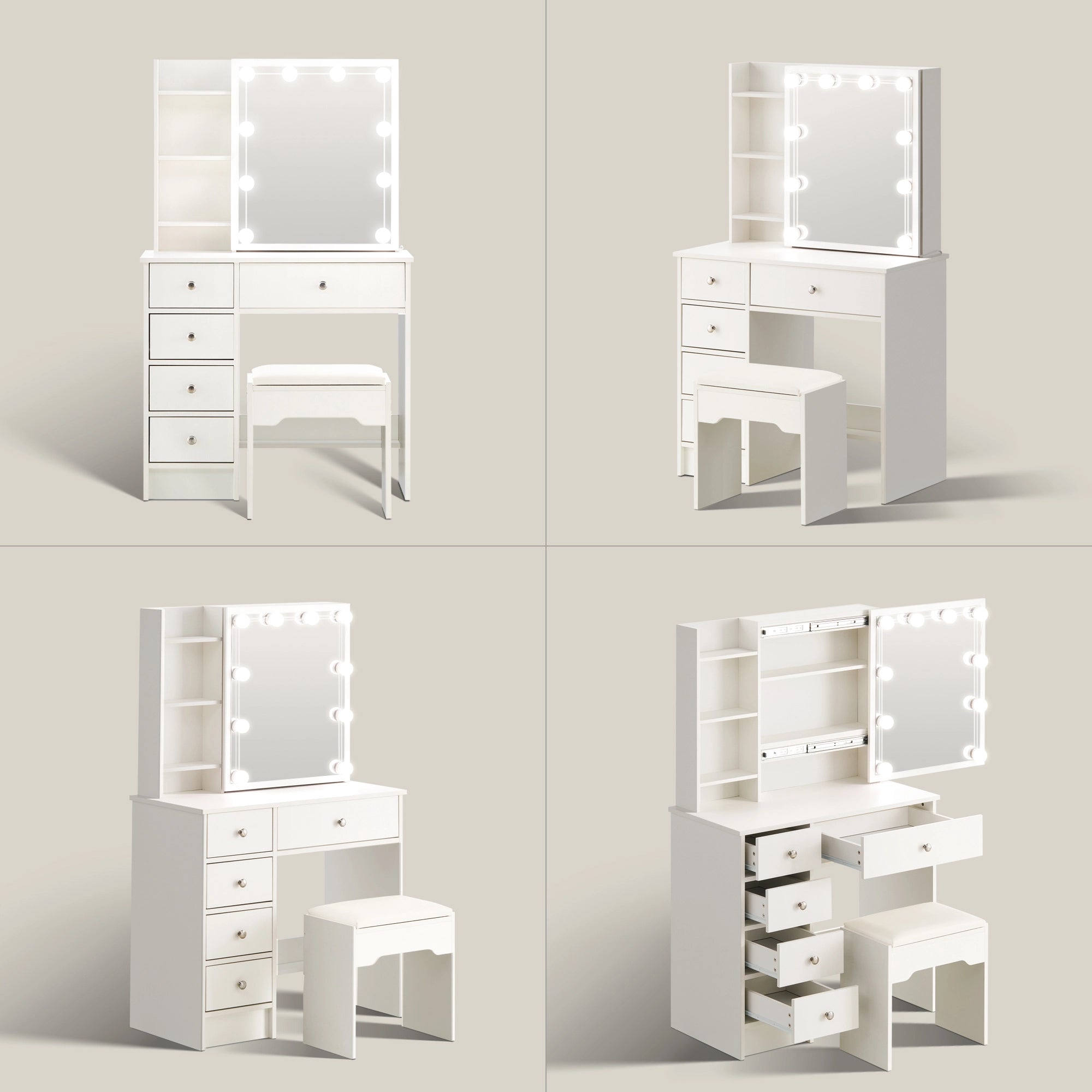 Amya Schminktisch Set mit Schiebespiegel