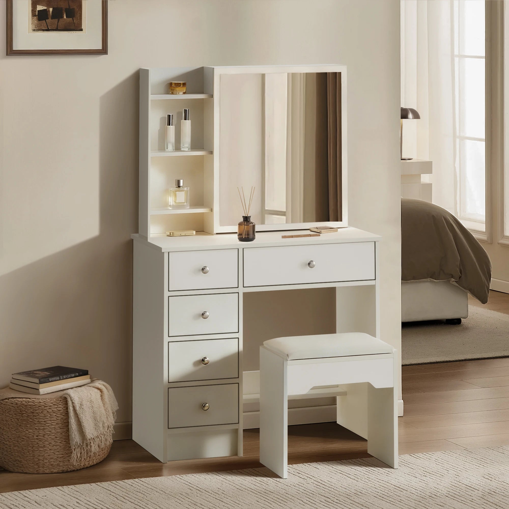 Amya Schminktisch Set mit Schiebespiegel