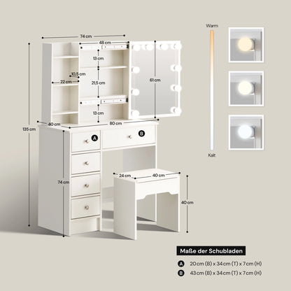 Amya Schminktisch Set mit Schiebespiegel