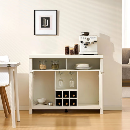 Arden Sideboard Weiß mit Weinregal & Gläserhalter