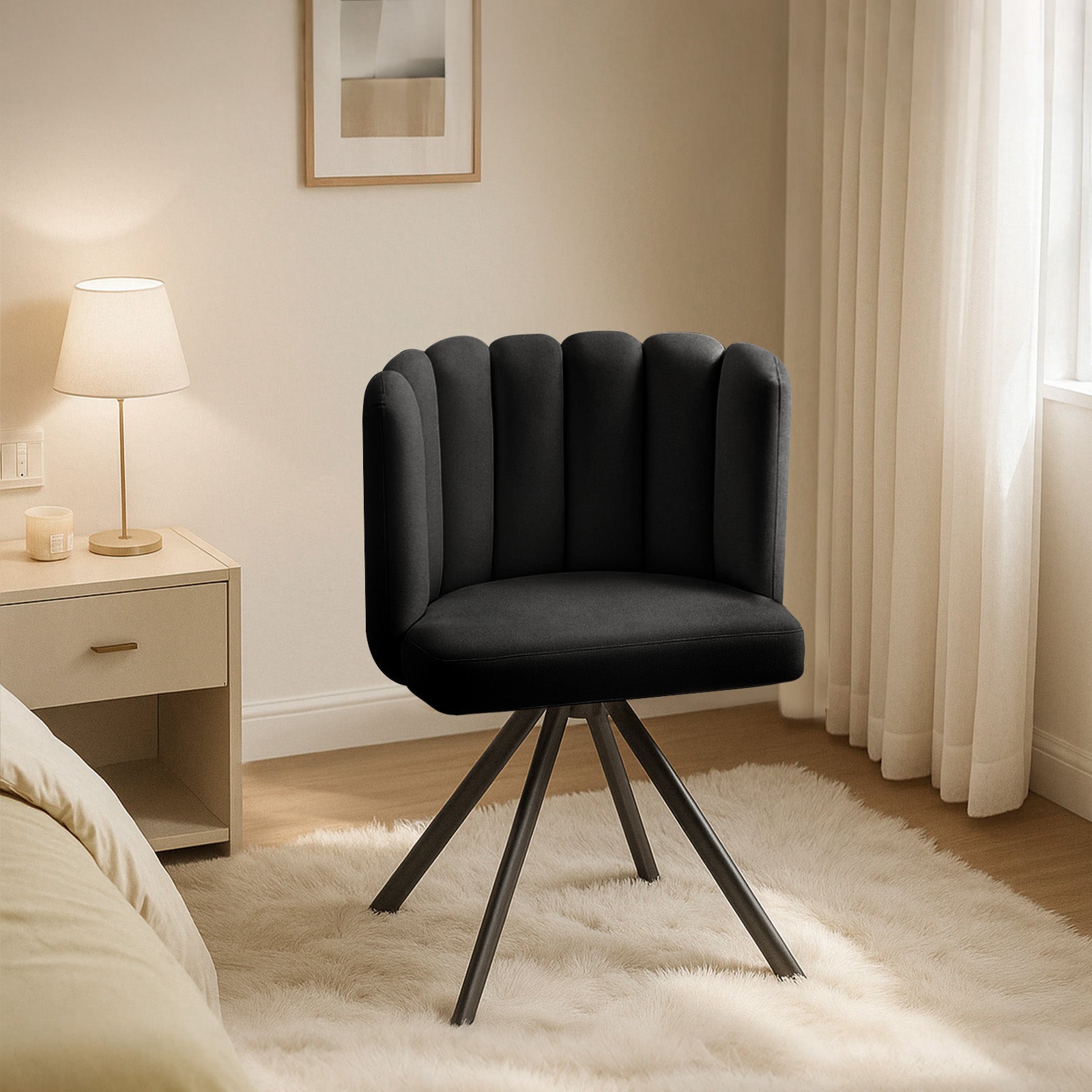 Fleur Esszimmerstuhl aus Samt mit Drehbarer