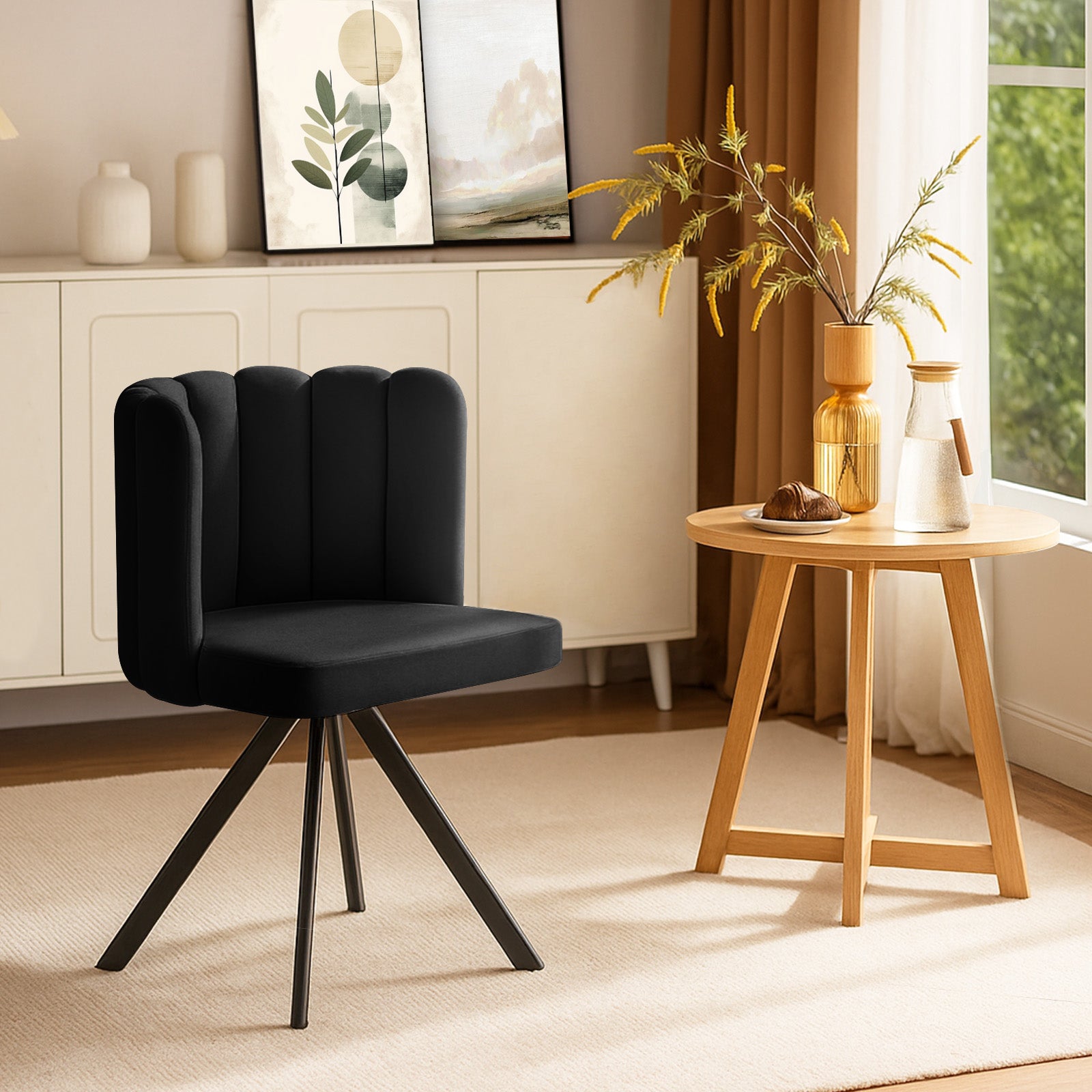 Fleur Esszimmerstuhl aus Samt mit Drehbarer