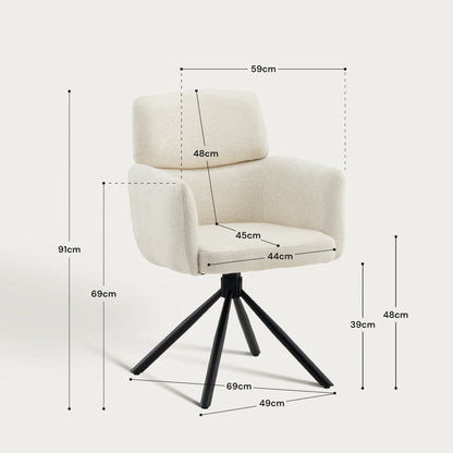 Castoro Esszimmerstuhl aus Chenille mit Drehbarer