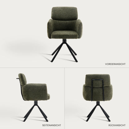 Castoro Esszimmerstuhl aus Chenille mit Drehbarer