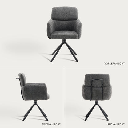 Castoro Esszimmerstuhl aus Chenille mit Drehbarer