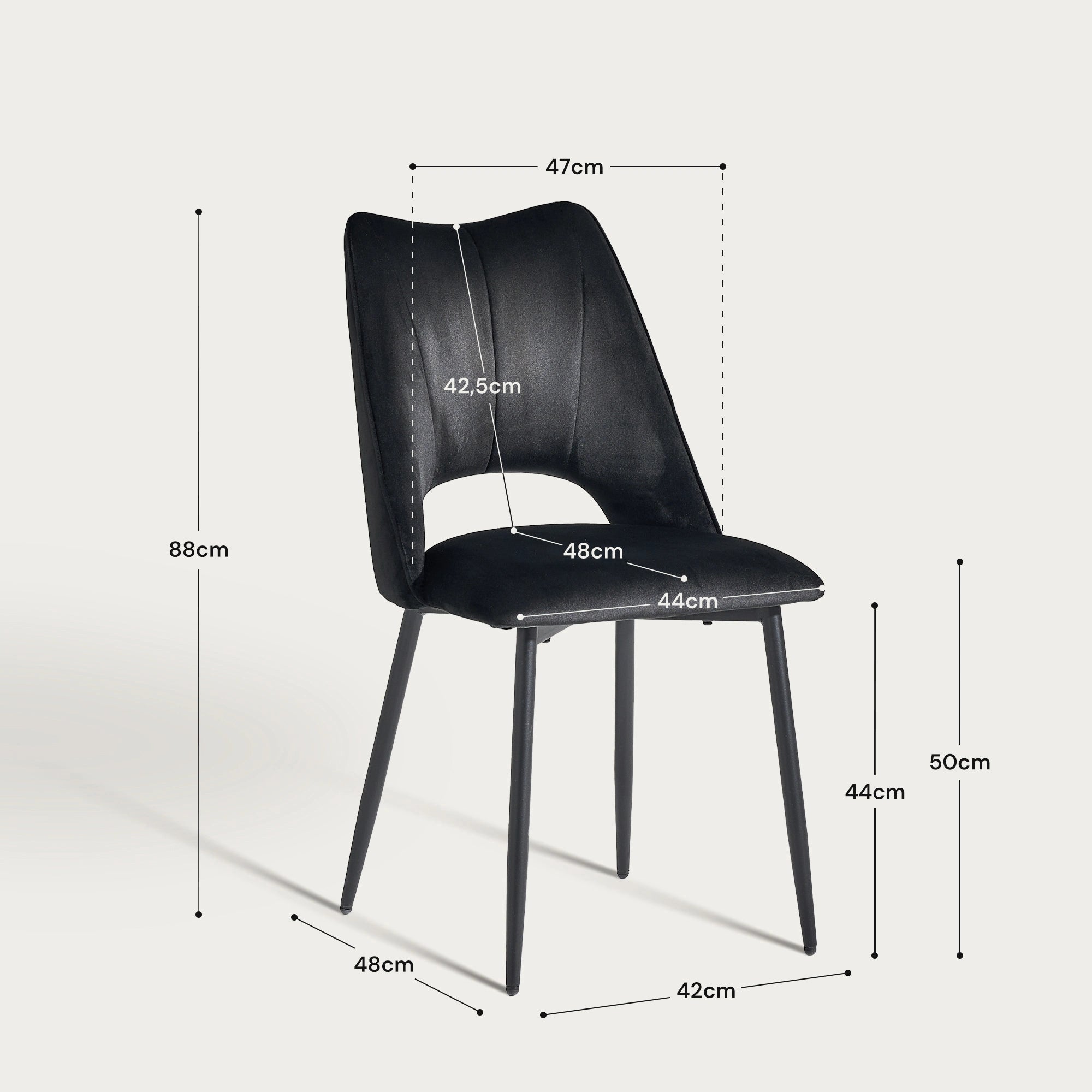 Evo Esszimmerstuhl aus Samt[2er-Set]