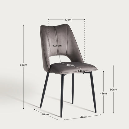 Evo Esszimmerstuhl aus Samt[2er-Set]