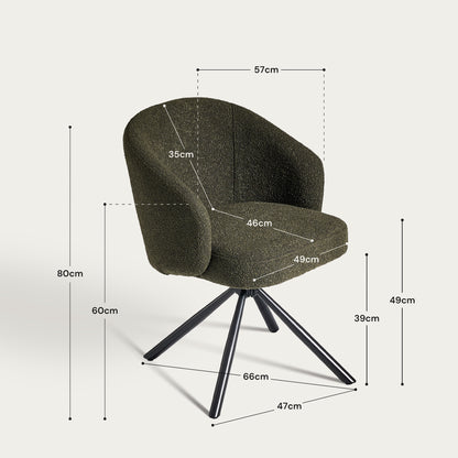 Cleo Schreibtischstuhl aus Boucle mit Drehbarer-Grün
