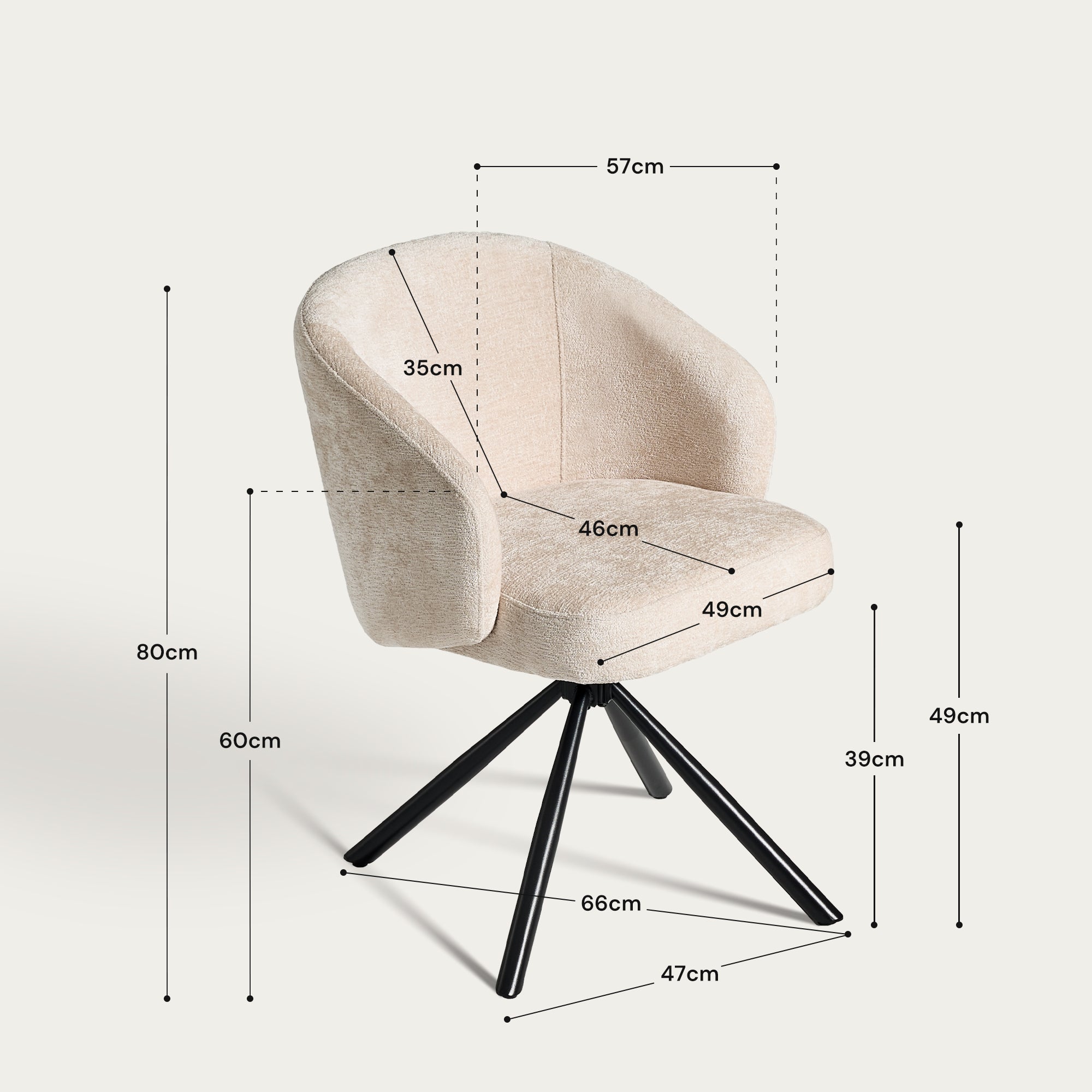 Cleo Schreibtischstuhl aus Chenille mit Drehbarer