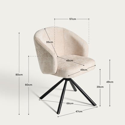 Cleo Schreibtischstuhl aus Chenille mit Drehbarer