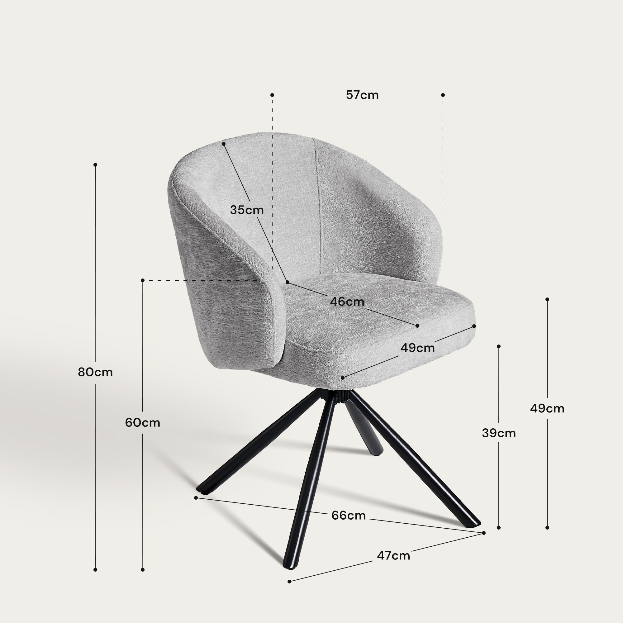 Cleo Schreibtischstuhl aus Chenille mit Drehbarer