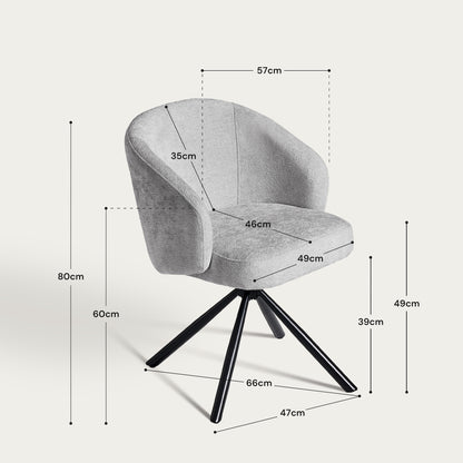 Cleo Schreibtischstuhl aus Chenille mit Drehbarer