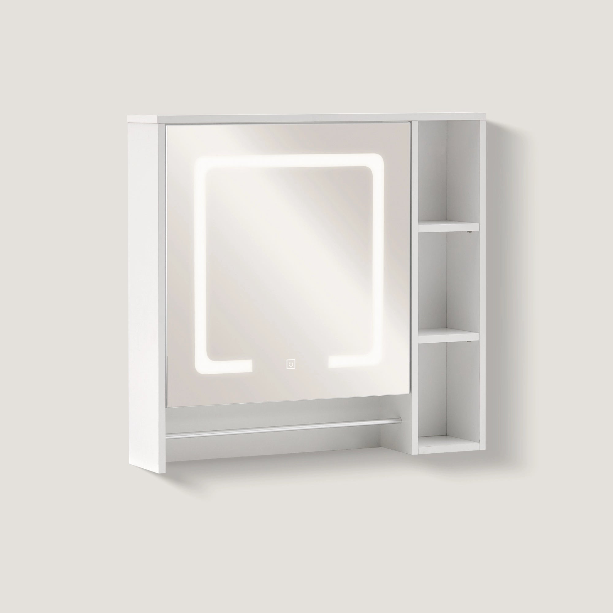 Tavion Spiegelschrank Bad mit Beleuchtung [1 Tür + 3 Regale]