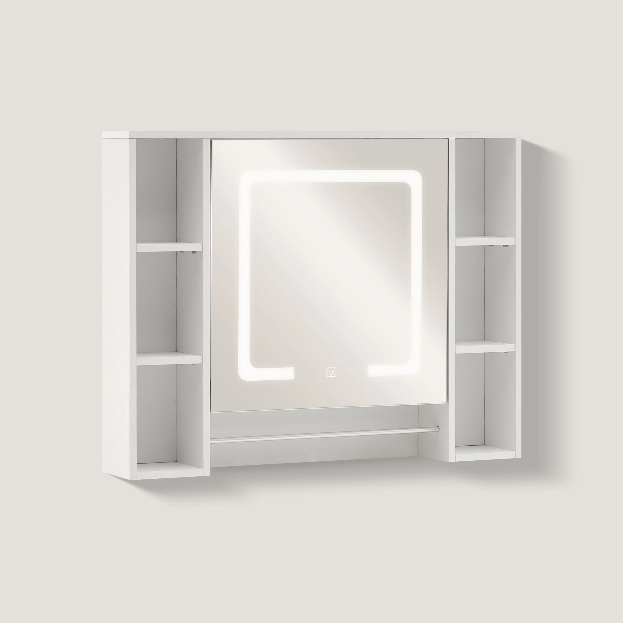 Tavion Spiegelschrank Bad mit Beleuchtung [1 Tür+6 Regale]