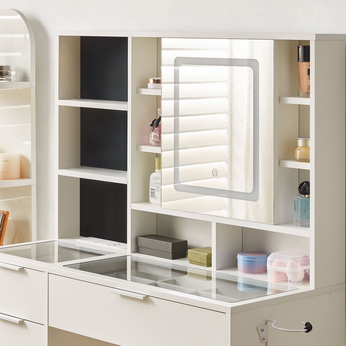 Dorla Schminktisch mit Schmuckaufbewahrung & Hocker