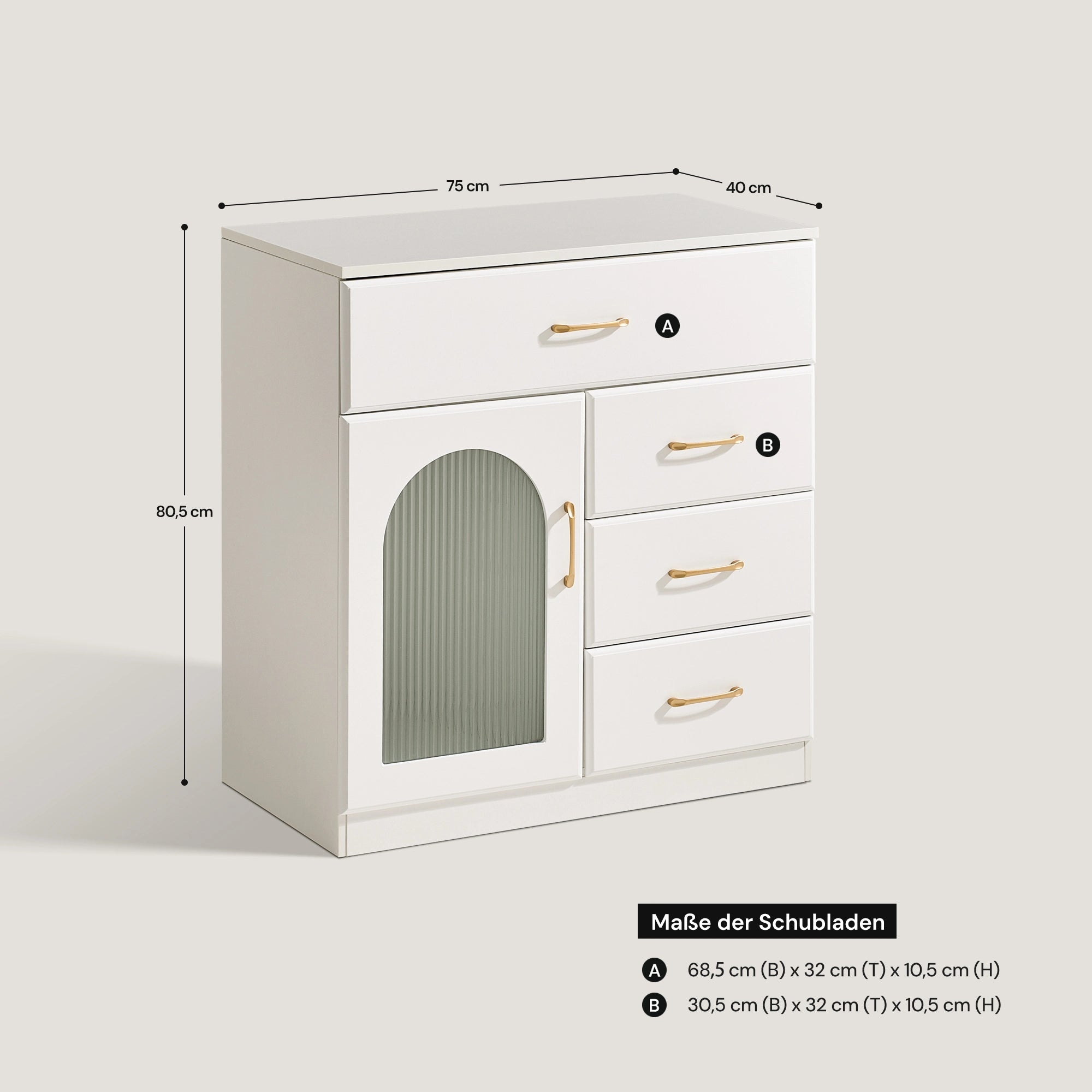 HEDDA Kommode Weiß mit Schubladen