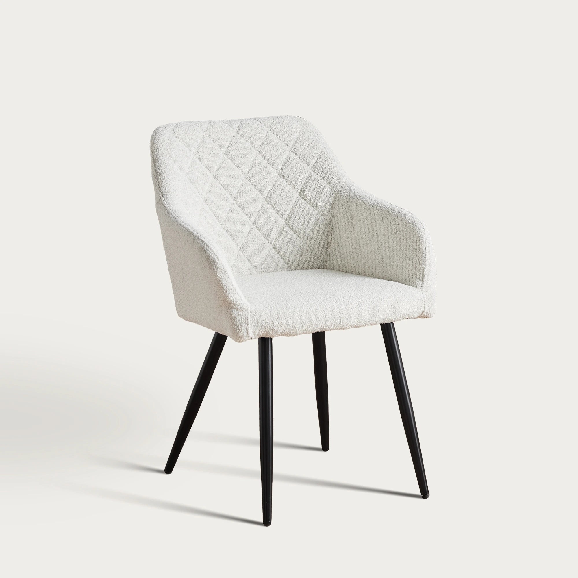 Moree Esszimmerstühle aus Bouclé-Elfenbeinweiß[2er-Set]