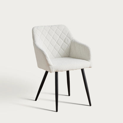 Moree Esszimmerstühle aus Bouclé-Elfenbeinweiß[2er-Set]