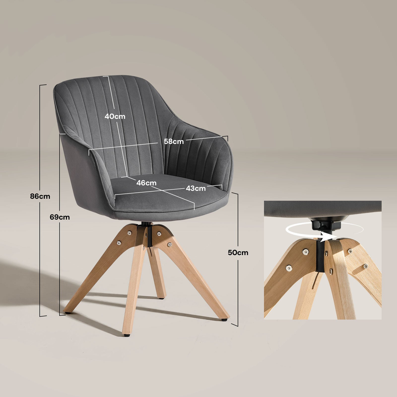 Aven Esszimmerstuhl aus Samt mit Drehbarer