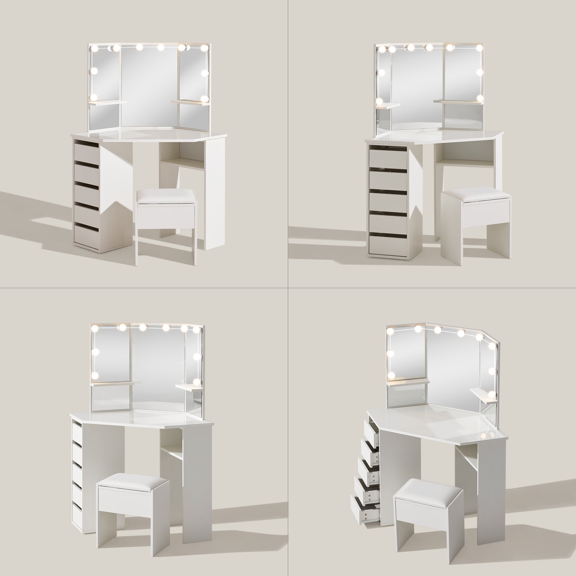 Rosa Eckschminktisch Set