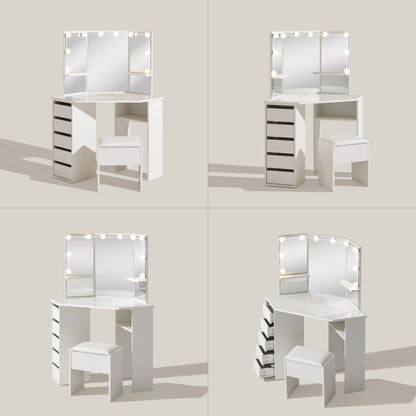 Rosa Eckschminktisch Set