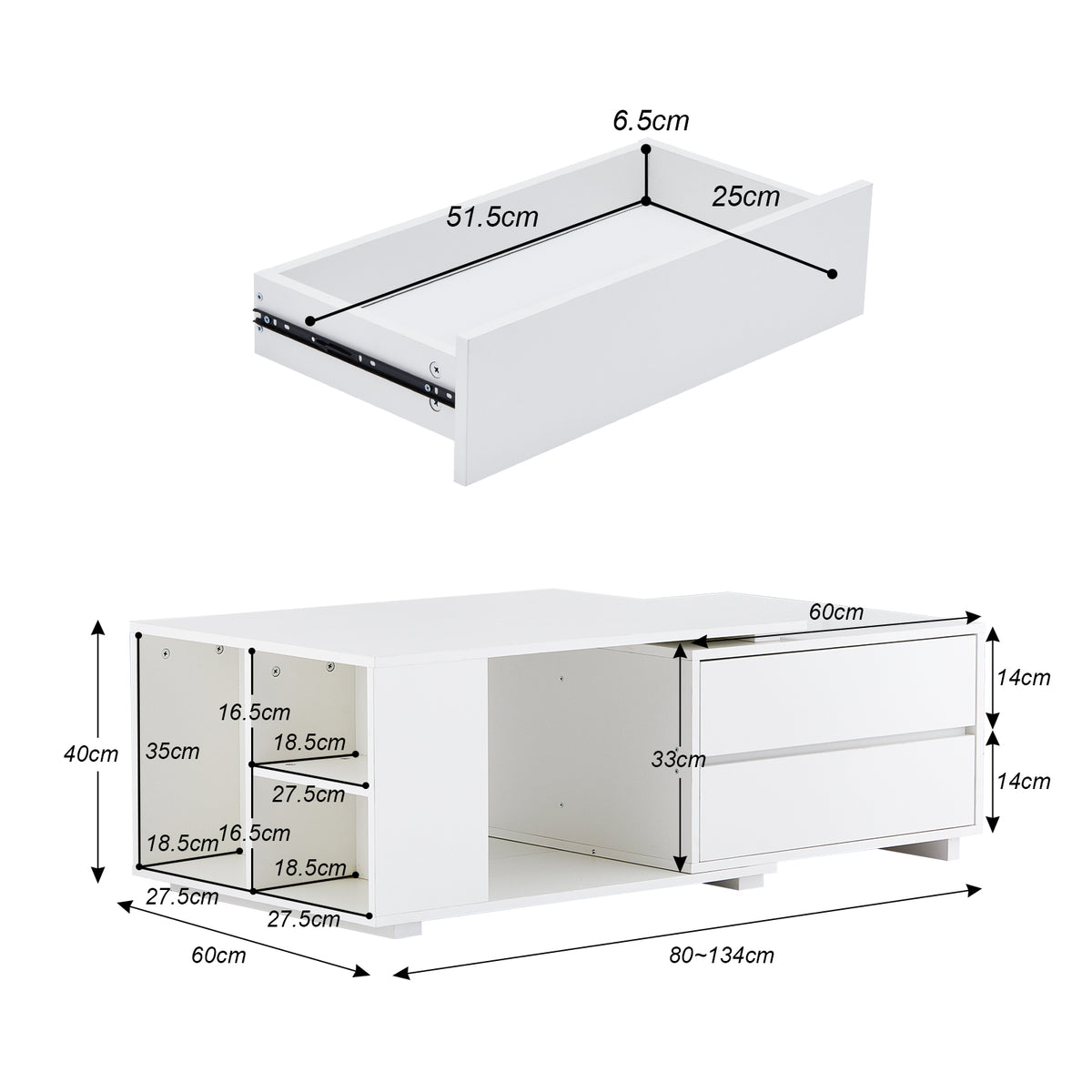 Landis LED-Licht dehnbarer Couchtisch