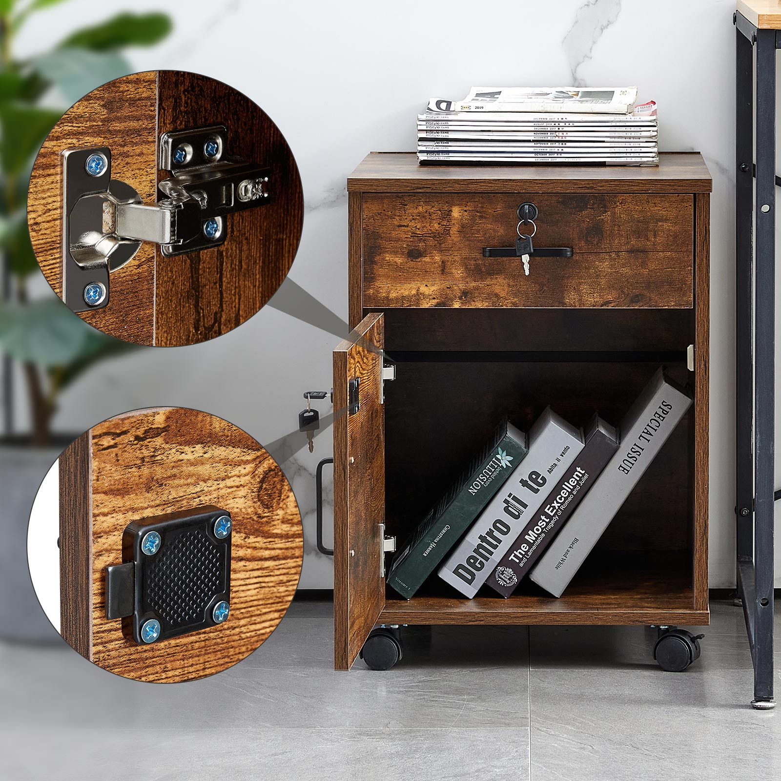 Mobiler Aktenschrank Edene [1 Schublade, 1 Tür]