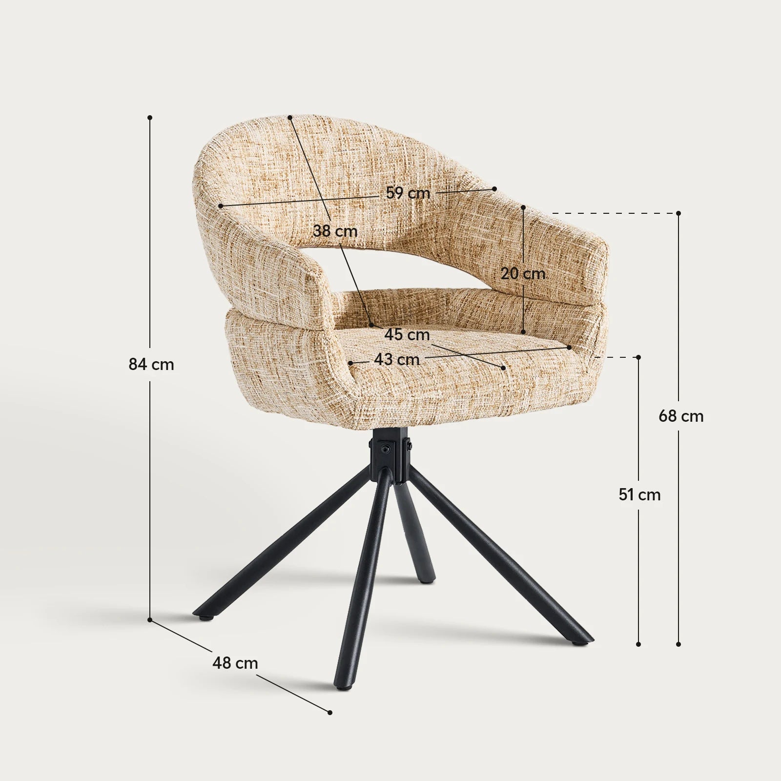 Clarice Moderner Drehsessel mit Armlehnstühle aus Chenille