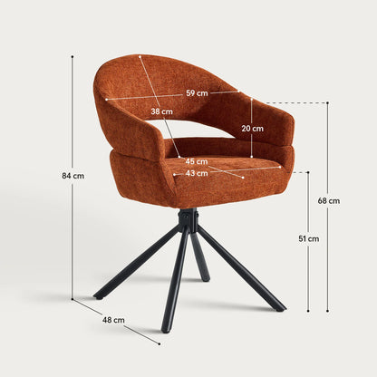 Clarice Moderner Drehsessel mit Armlehnstuhle aus Leinenmischgewebe