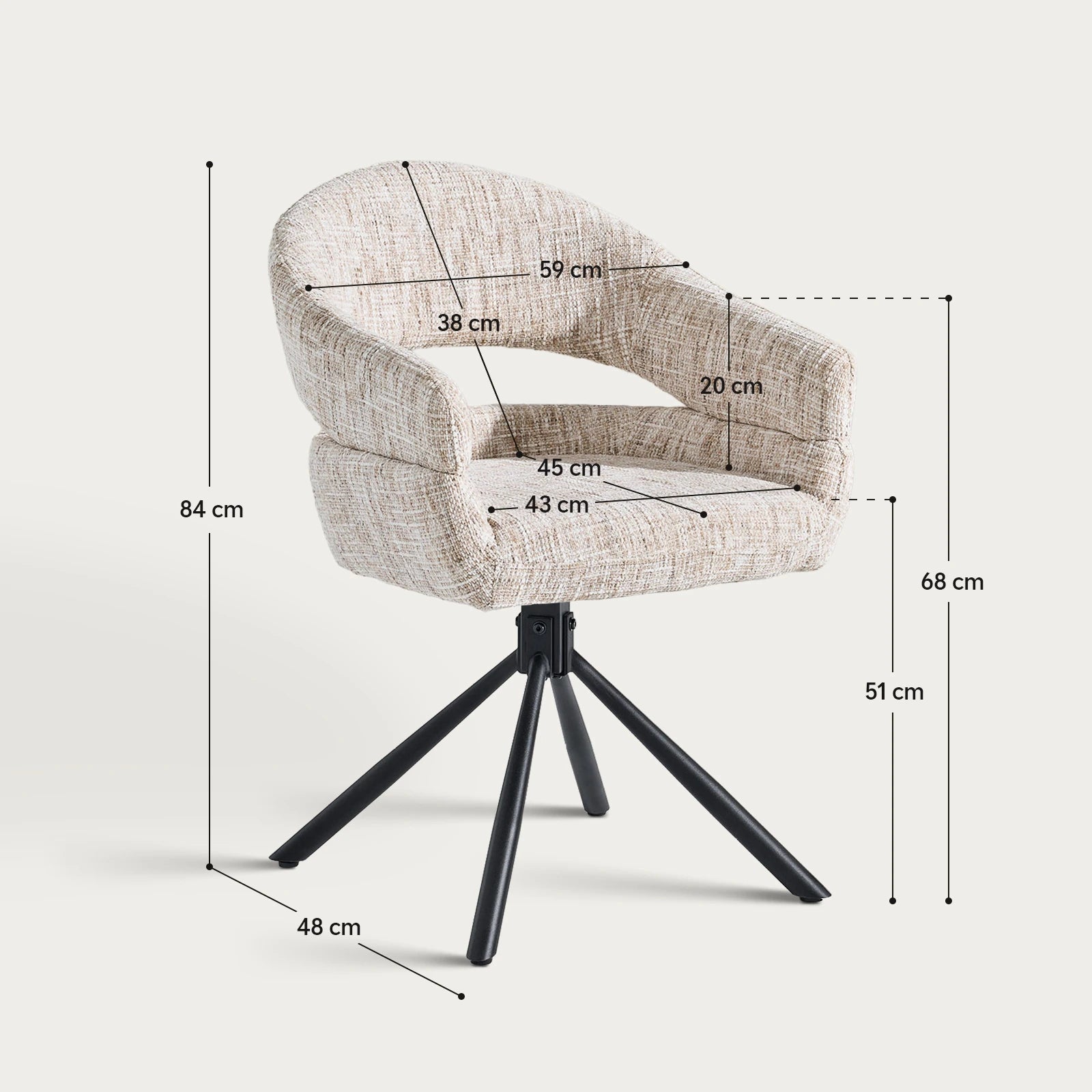 Clarice Moderner Drehsessel mit Armlehnstühle aus Chenille