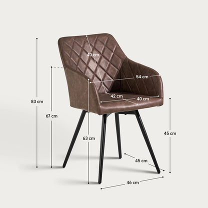 Moree Armlehnstühle aus Kunstleder mit Drehbarer