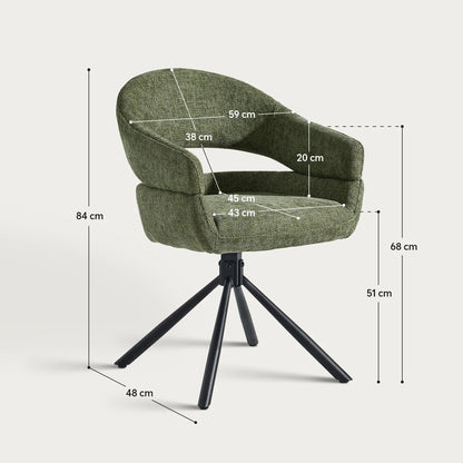 Clarice Moderner Drehsessel mit Armlehnstühle aus Leinenmischgewebe