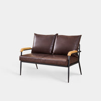 Modernes Sofa mit Holzarmen [Kunstleder] [Dunkelbraun] [1-Sitzer, 2-Sitzer, 3-Sitzer]