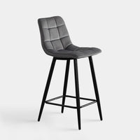 Christie Velvet Bar Stools with Backs Black Legs | CLIPOP