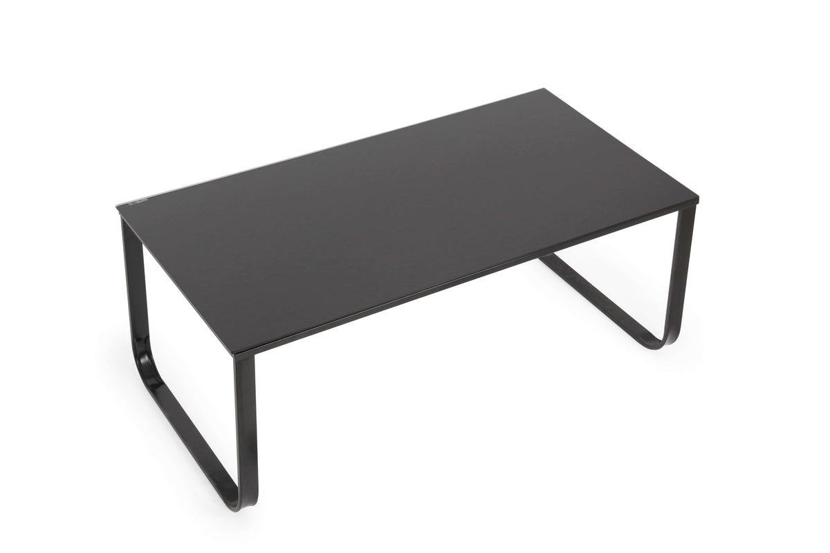 Modern Rectangle Black Glass Coffee Table Living Room Table | CLIPOP