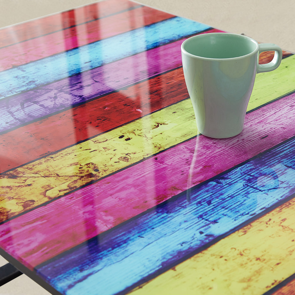 Beulah Couchtisch mit 6 mm Dicker Tischplatte aus gehärtetem Glas in Regenbogenfarben