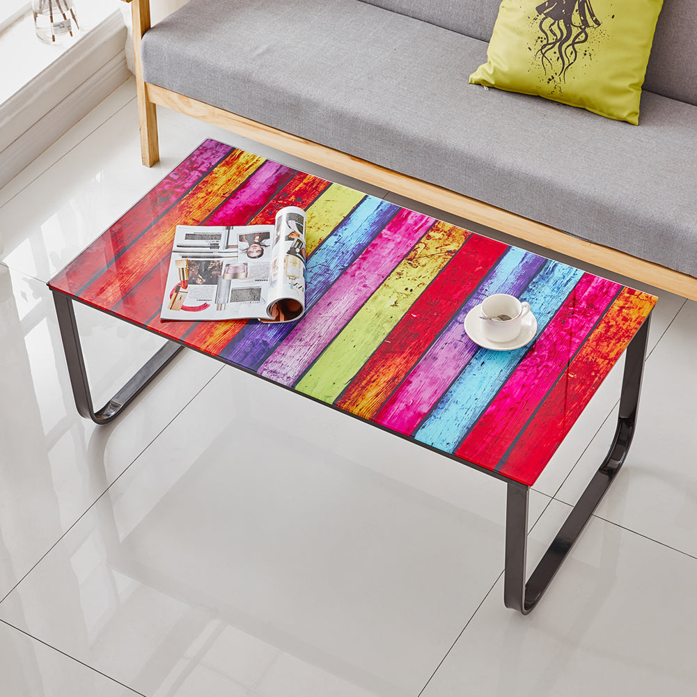 Modern Rectangle Black Glass Coffee Table Living Room Table | CLIPOP