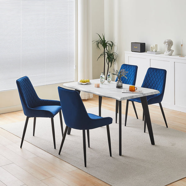 Seibold Esszimmertisch mit schwarzen Metallbeinen [Marmor] [120cm/140cm]