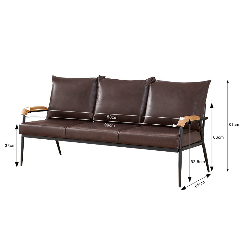 Modernes Sofa mit Holzarmen [Kunstleder] [Dunkelbraun] [1-Sitzer, 2-Sitzer, 3-Sitzer]