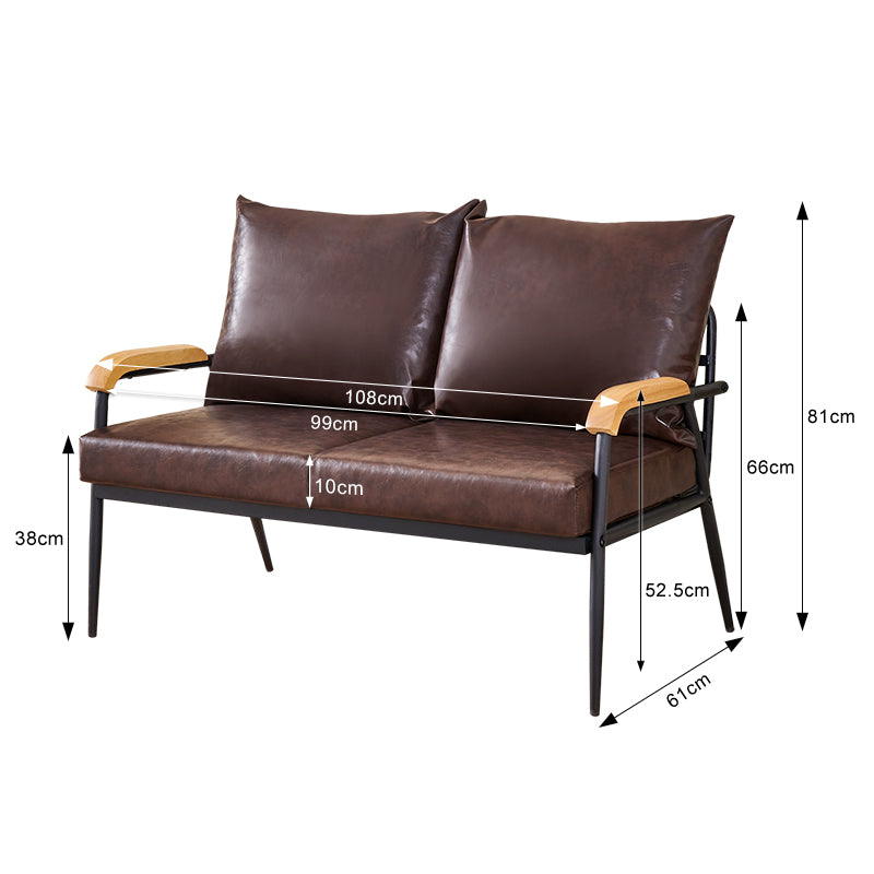 Modernes Sofa mit Holzarmen [Kunstleder] [Dunkelbraun] [1-Sitzer, 2-Sitzer, 3-Sitzer]